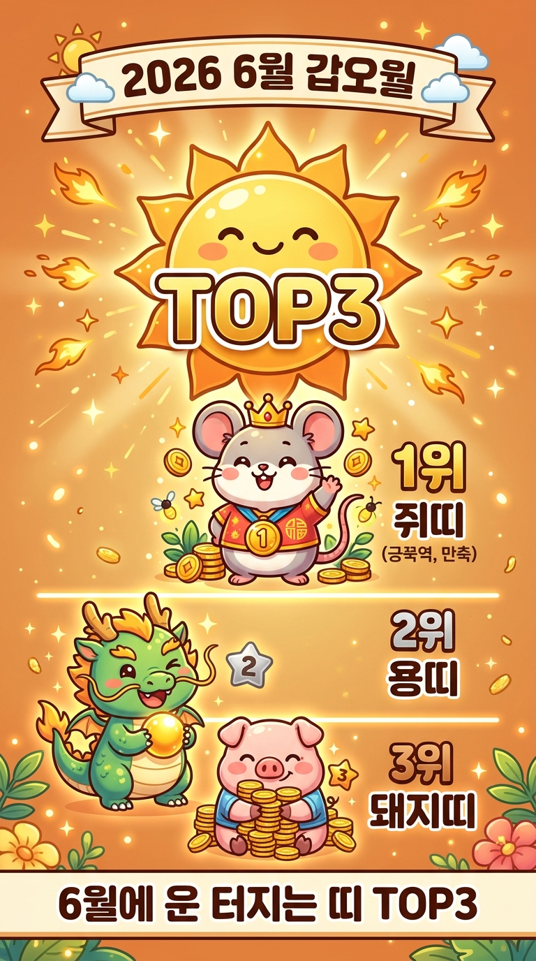 2026년 6월 운 터지는 띠가 딱 3개예요