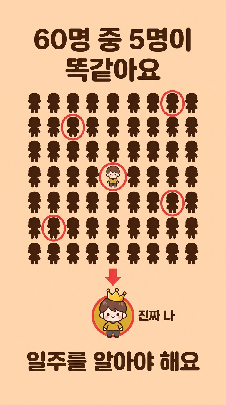 60명 중 5명이 나랑 똑같아요