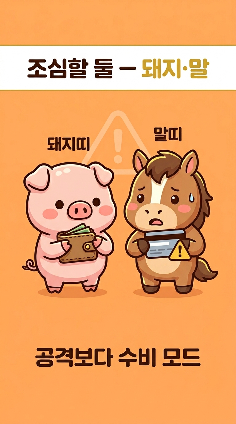 이제 조심할 둘 — 돼지·말